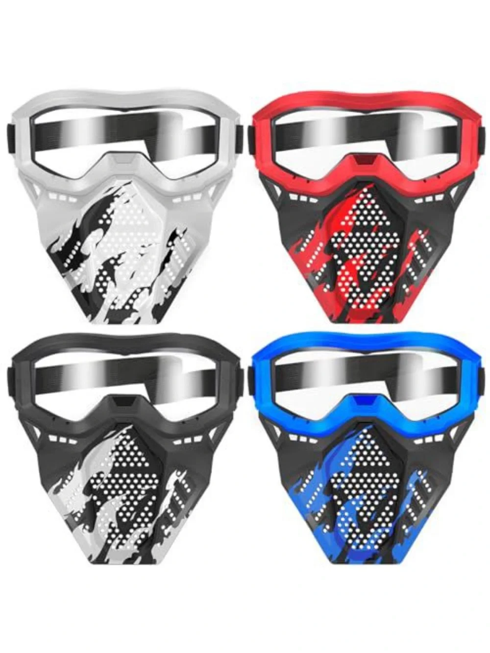 Kids Tactical Mask Set - Blue, Red, Black, White (4 Pack)